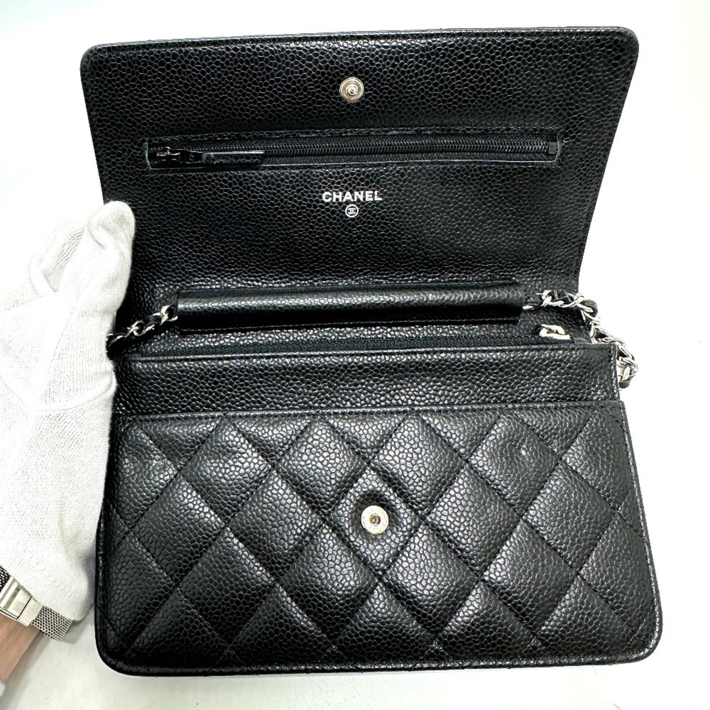 CHANEL Authentic Black Caviar Leather Logo Wallet - Picture 8 of 16
